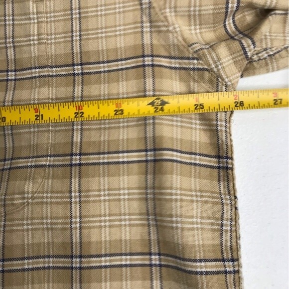 Eddie Bauer Tan Light Brown Plaid Button Front Long Sleeve Shirt Mens Size Large - Picture 9 of 12